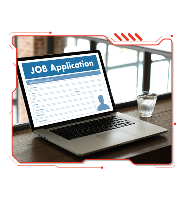 Pic of laptop computer with a Job Application on screen