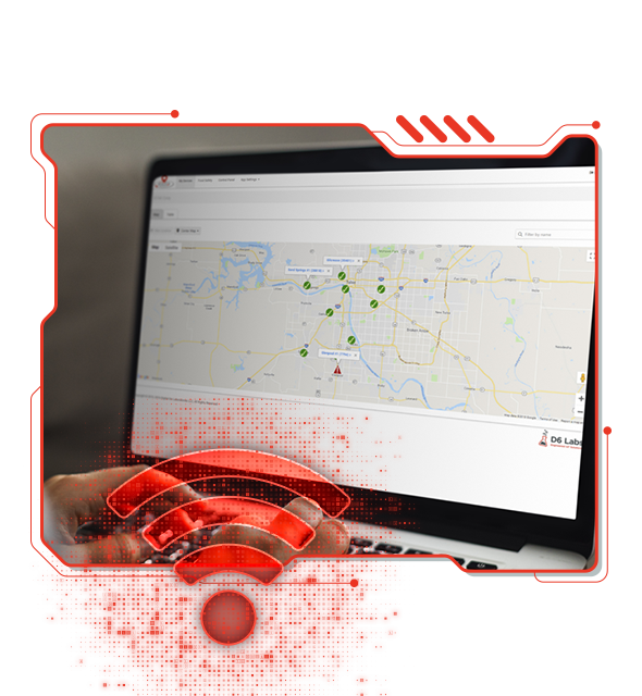 Pic of monitor displaying Whisker.io app for Water IoT monitoring
