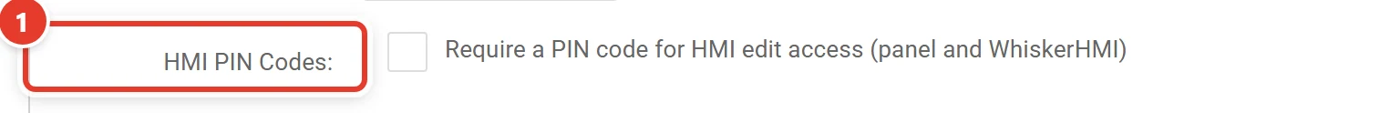 The HMI PIN Codes setting