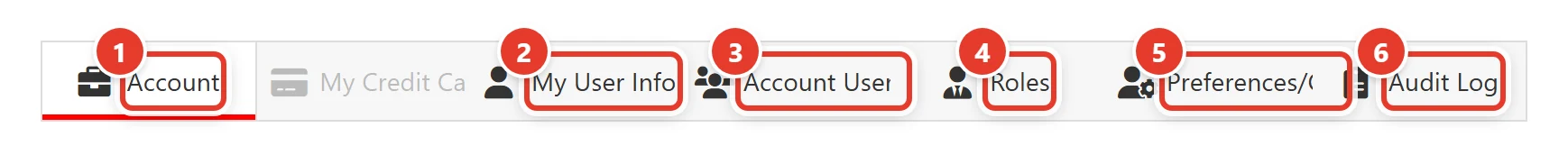 The Control Panel tabs
