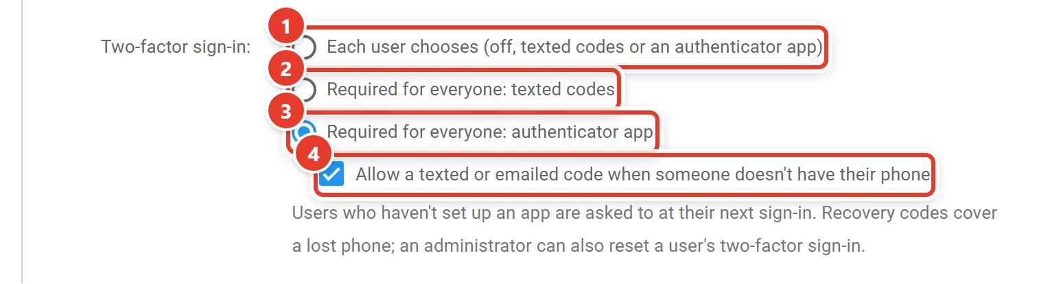 The Two-factor sign-in setting