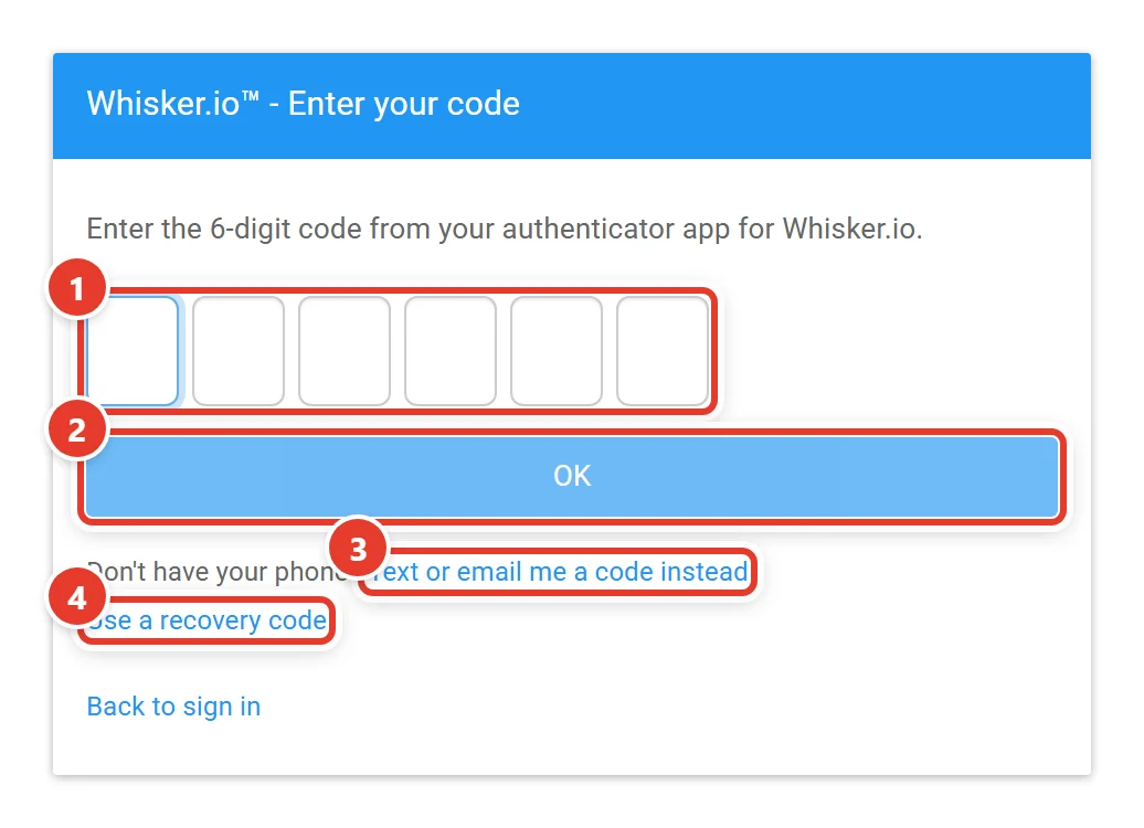 Entering a code from an authenticator app