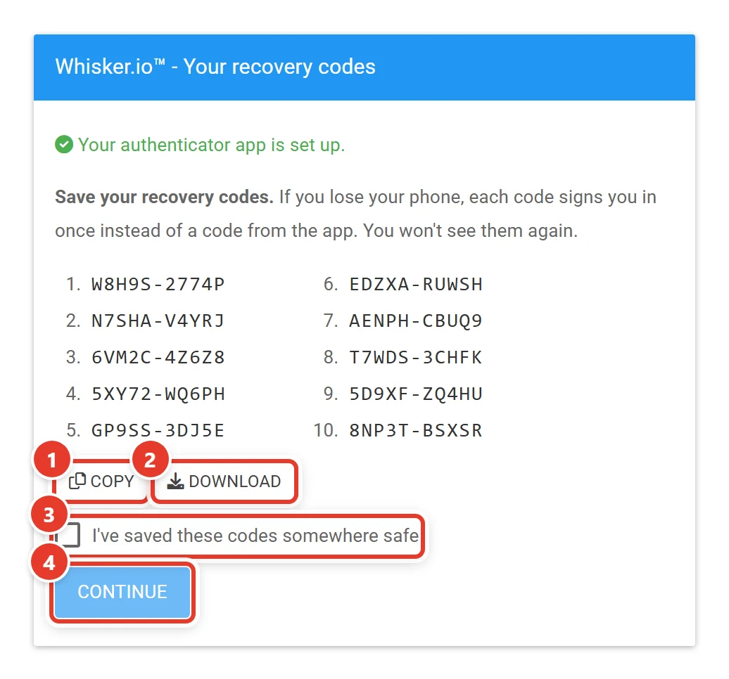 Your recovery codes