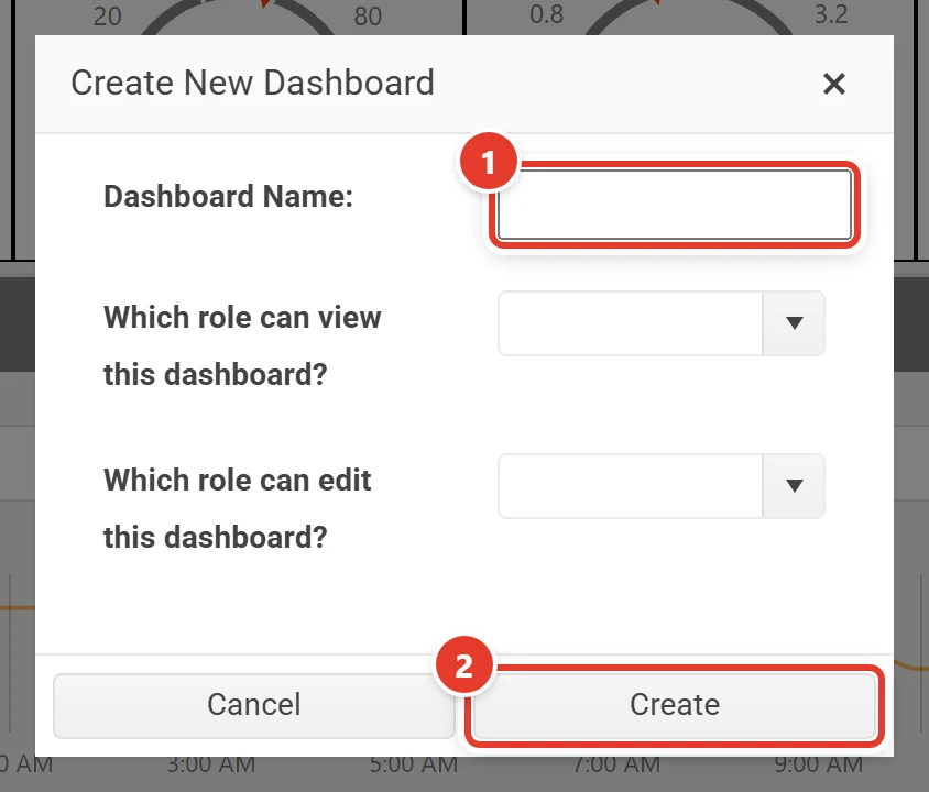 The Create New Dashboard dialog