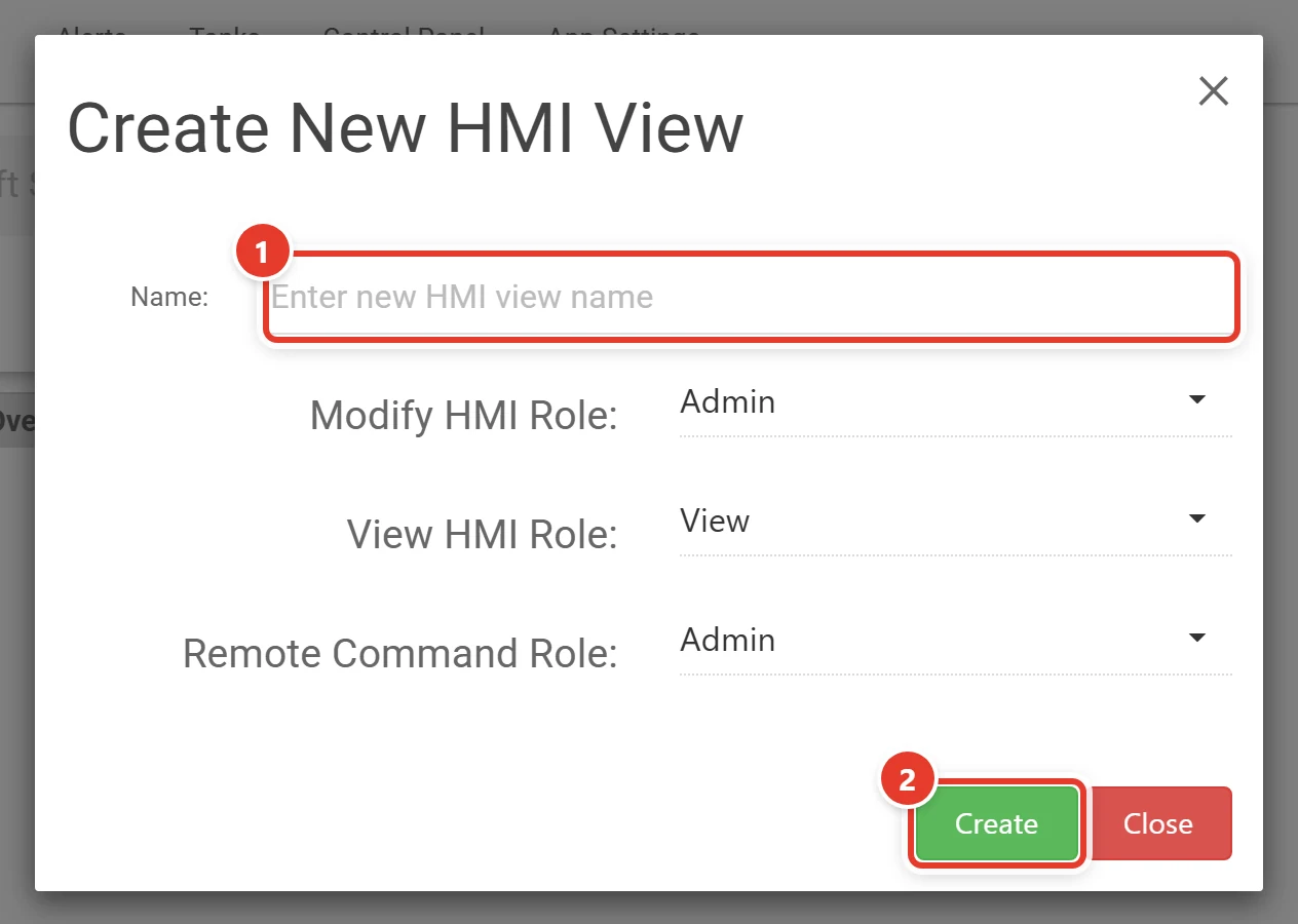 The Create New HMI View dialog