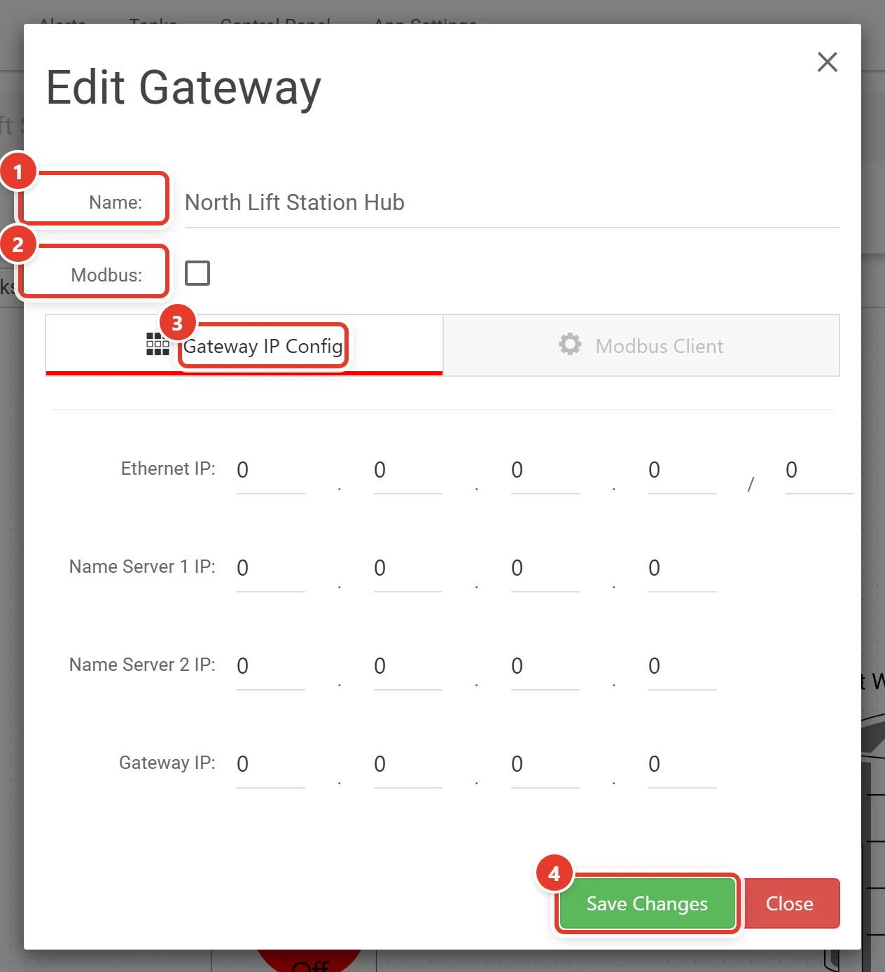 The Edit Gateway dialog